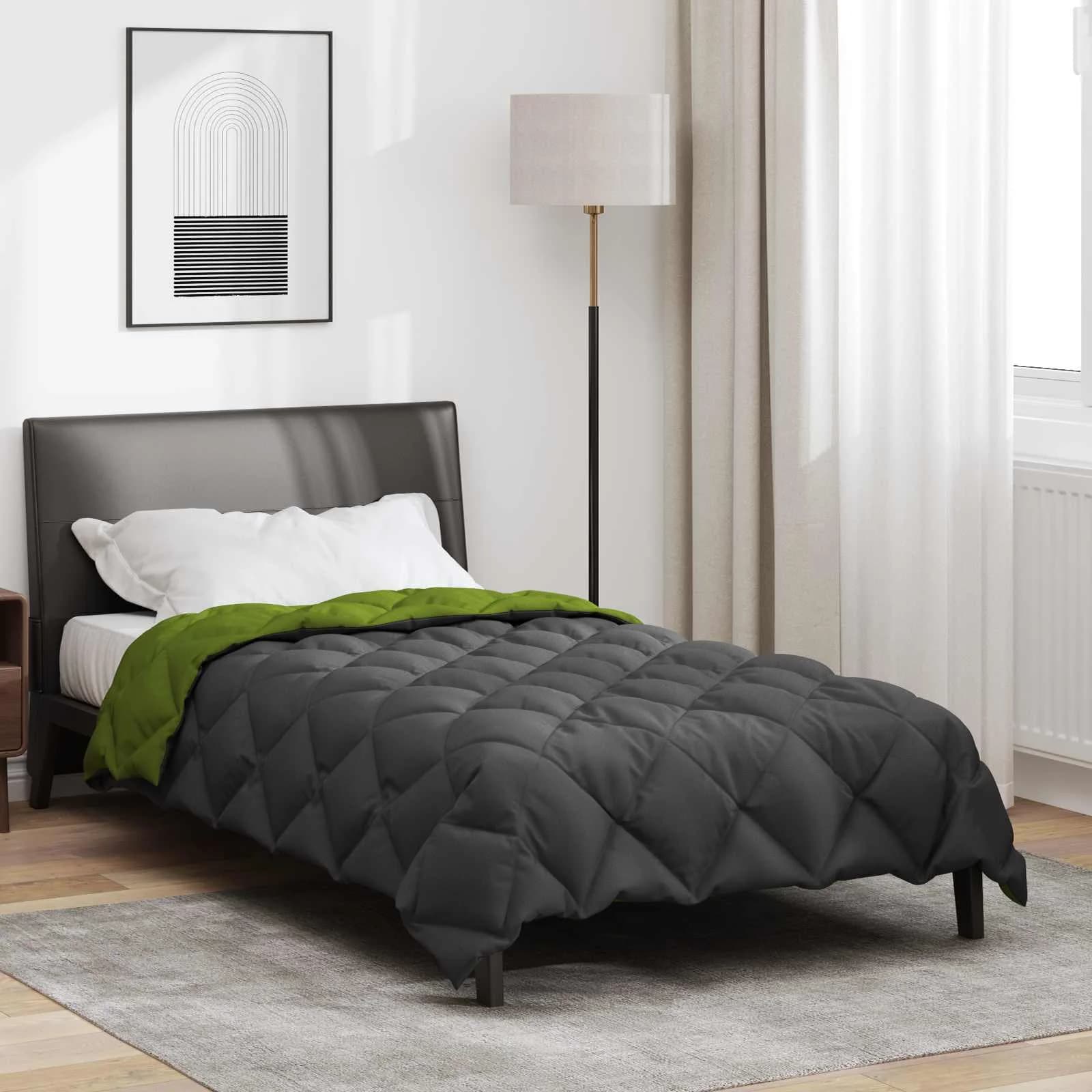 Zimska posteljnina 135 x 220 cm 450 gsm Zelena in antracita - slika 1
