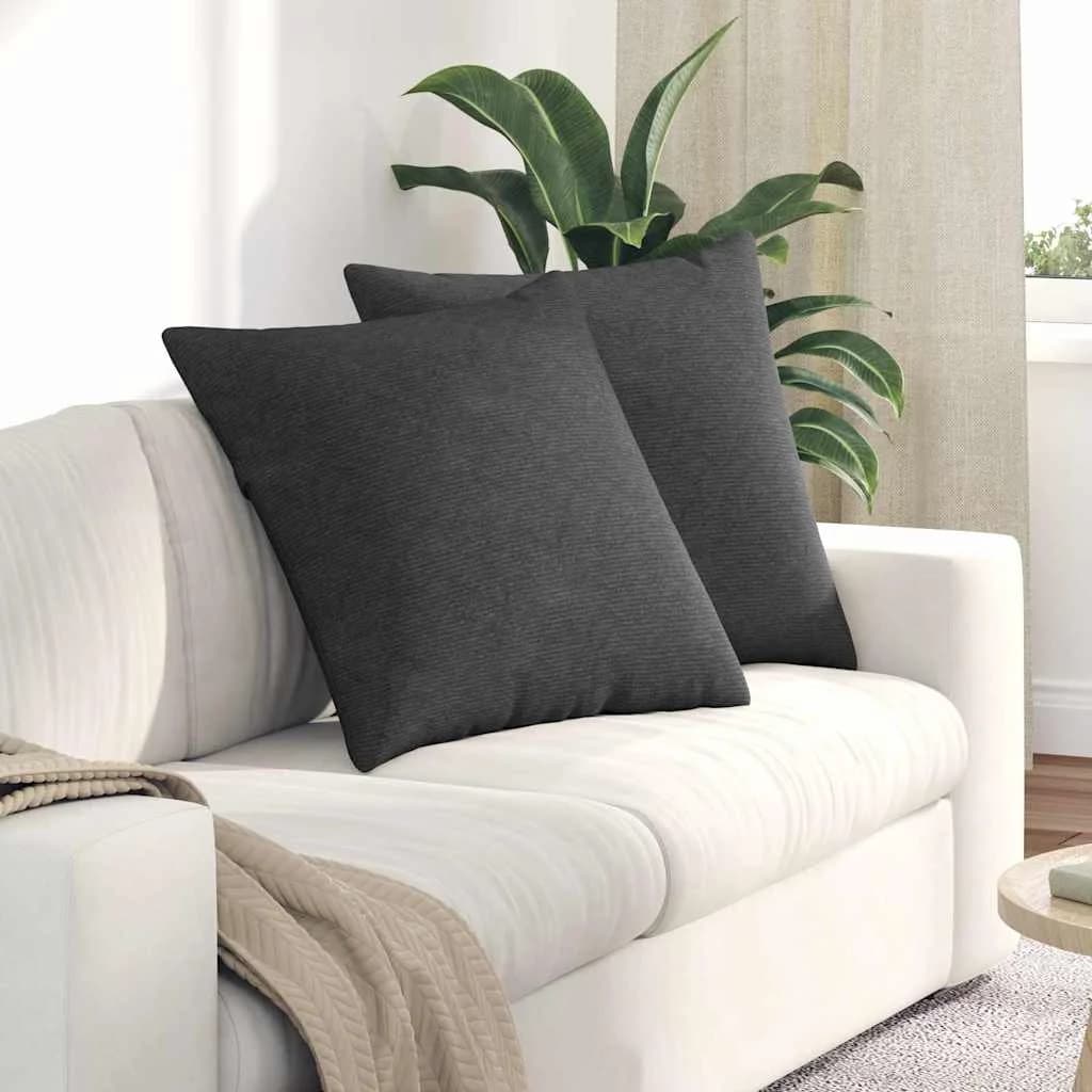 Blazine za kavč 2 pcs Temno siva 80 x 80 cm Žametna tkanina - slika 1