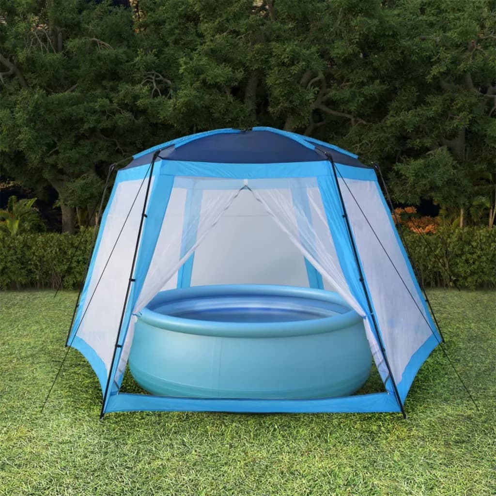 Šotor za bazen iz blaga 590x520x250 cm moder - slika 1