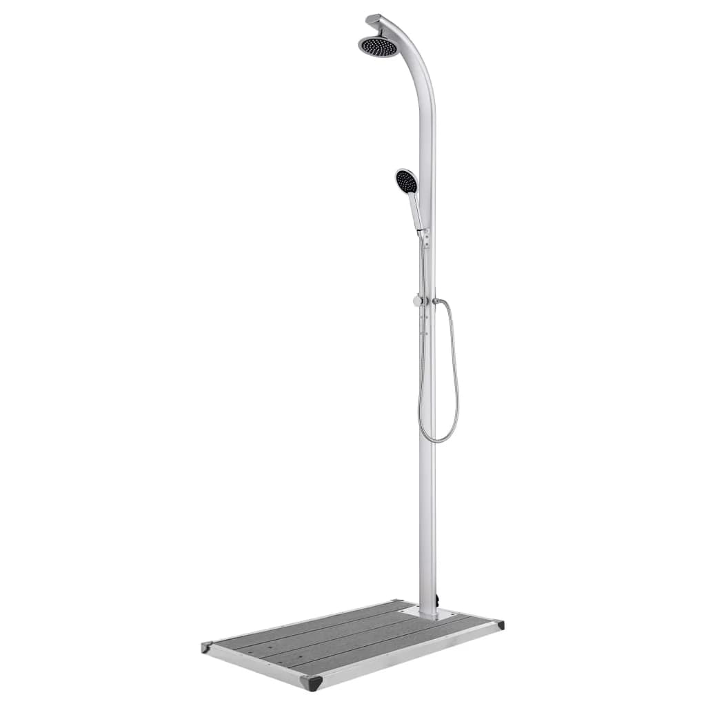Vrtni tuš s sivim podstavkom 220 cm aluminij - slika 1