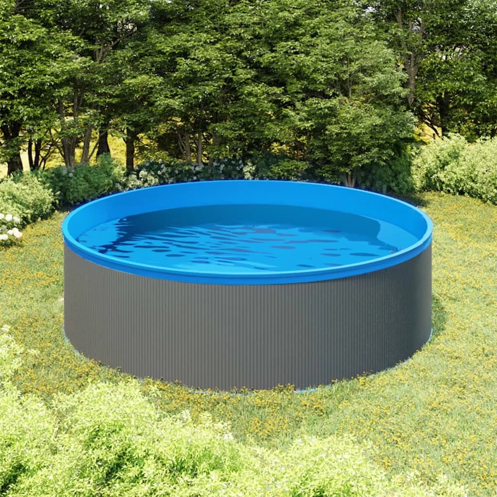Bazen z visečim lovilcem umazanije s črpalko 350x90 cm siv - slika 1