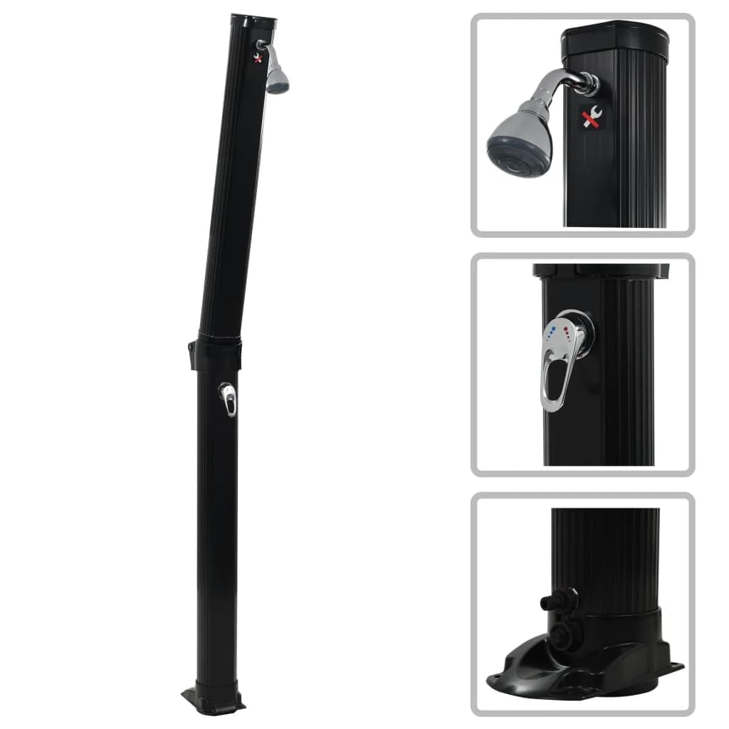 Zložljiv solarni tuš črn 214 cm 23 L - slika 1