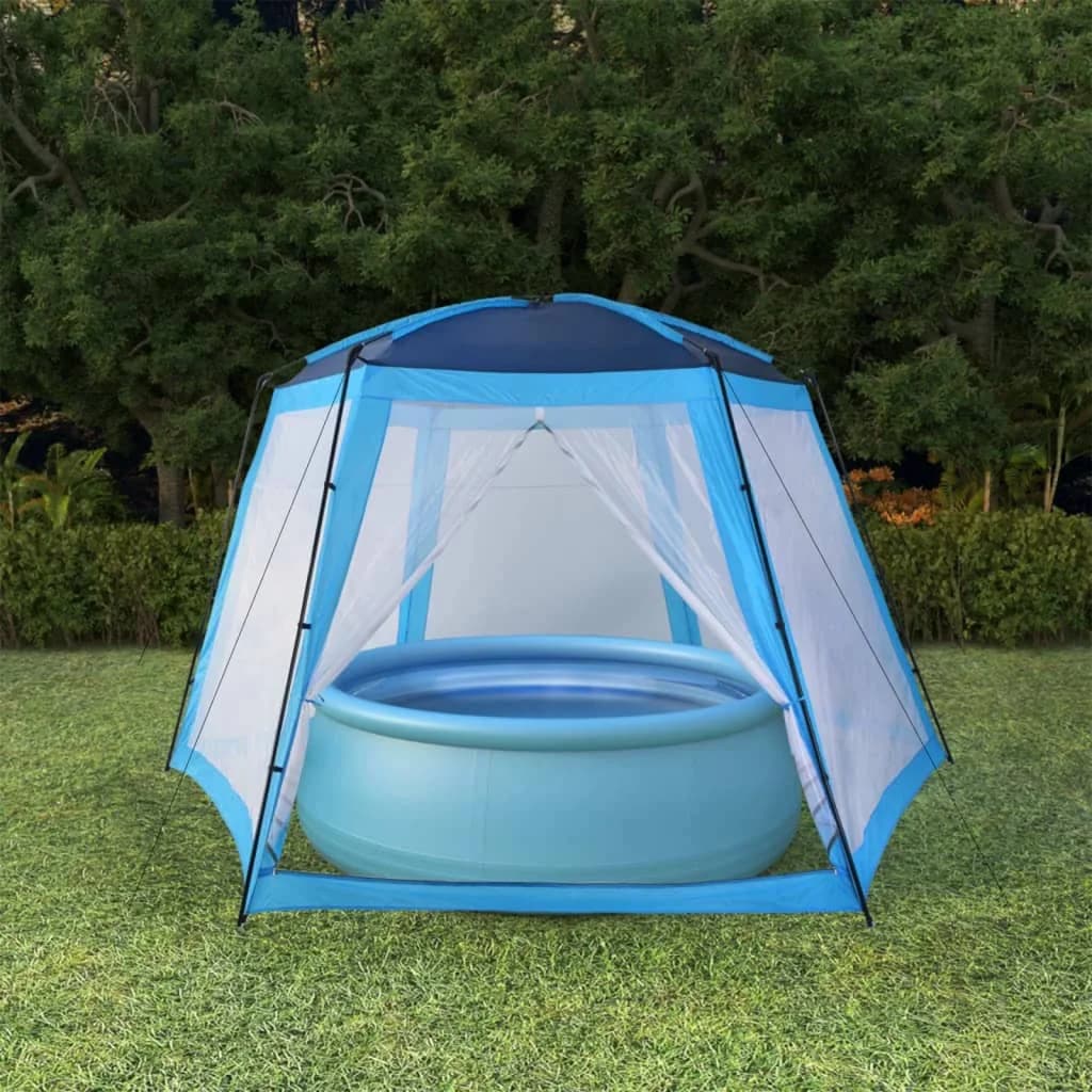 Šotor za bazen iz blaga 500x433x250 cm moder - slika 1
