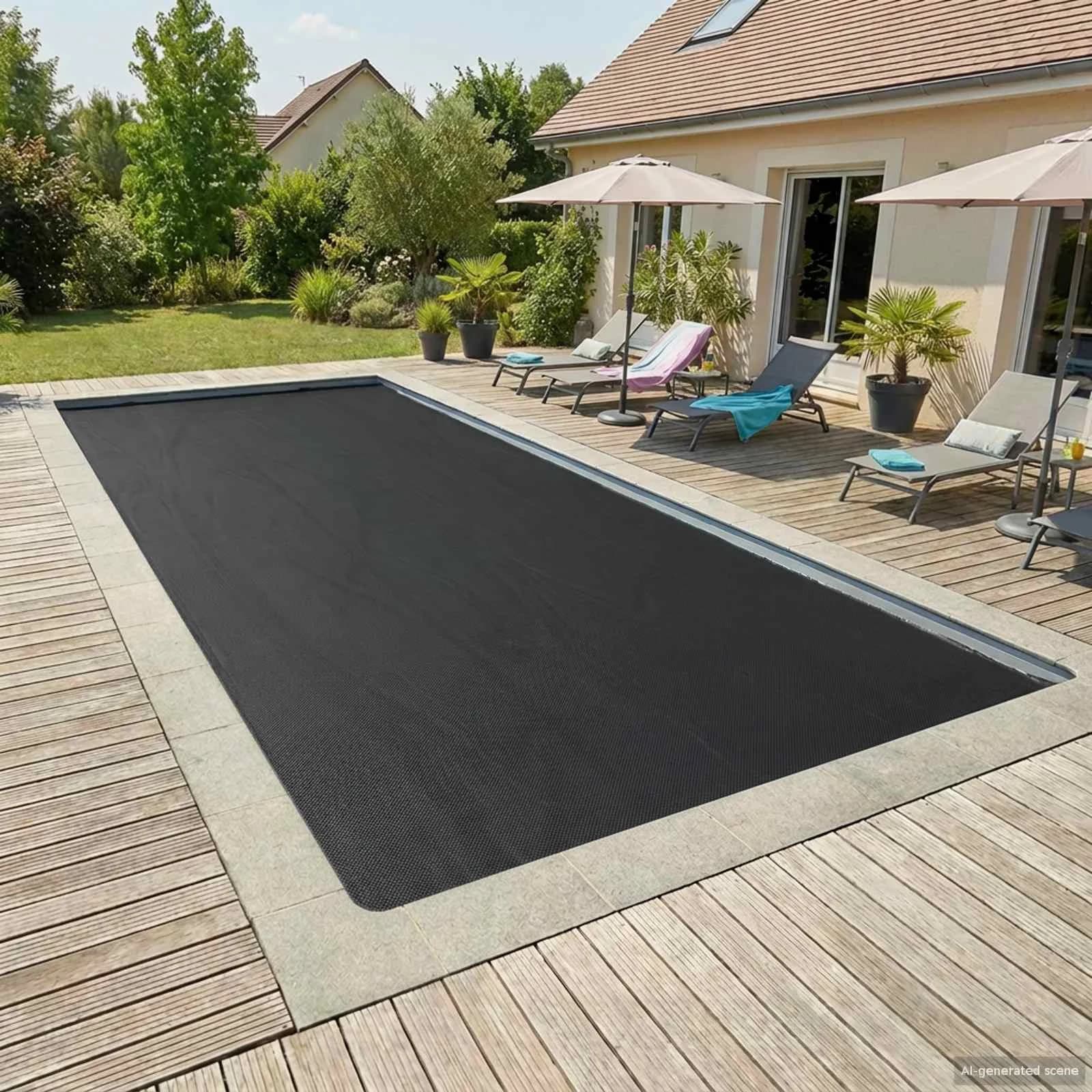 Solarni pokrov za bazen 800 x 400 cm 110 μm Kvadrat PE Črna - slika 1
