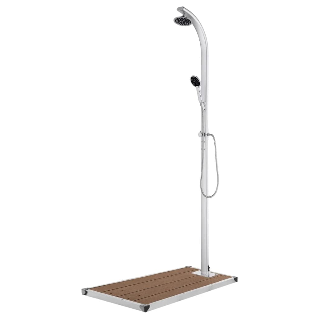 Vrtni tuš z rjavim podstavkom 220 cm aluminij - slika 1