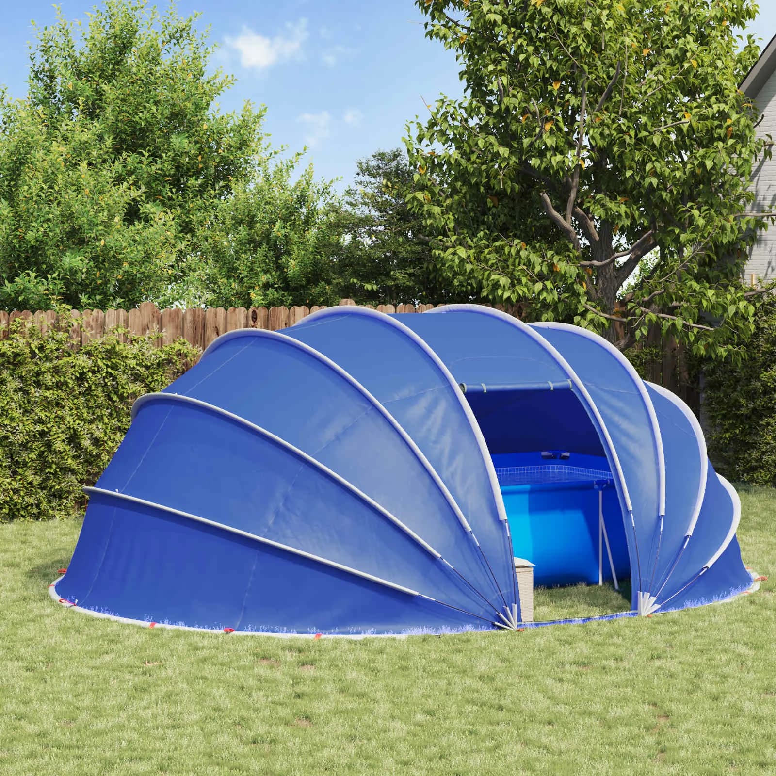 Bazenski šotor dome 538 x 440 x 204 cm Azurna modra - slika 1