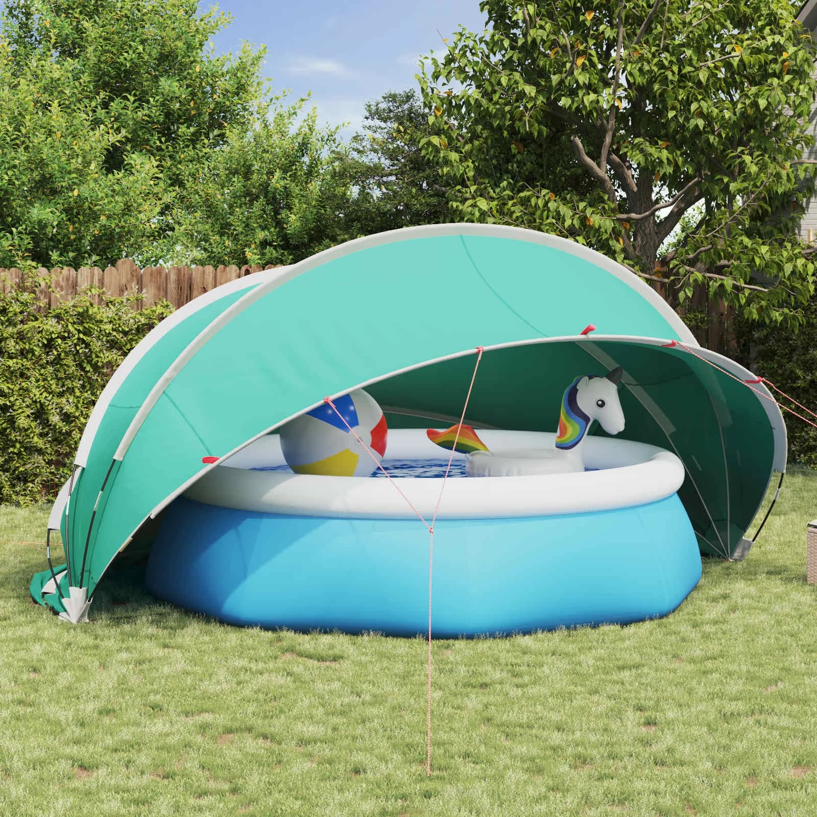 Paviljon za bazen 430 x 430 x 210 cm Morsko zelena - slika 1