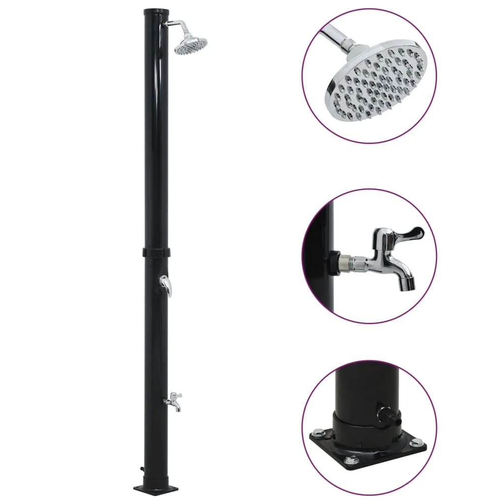 Solarni tuš črn 220 cm 20 L - slika 1