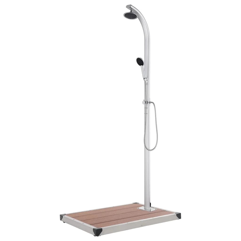 Vrtni tuš z rjavim podstavkom 220 cm aluminij - slika 1