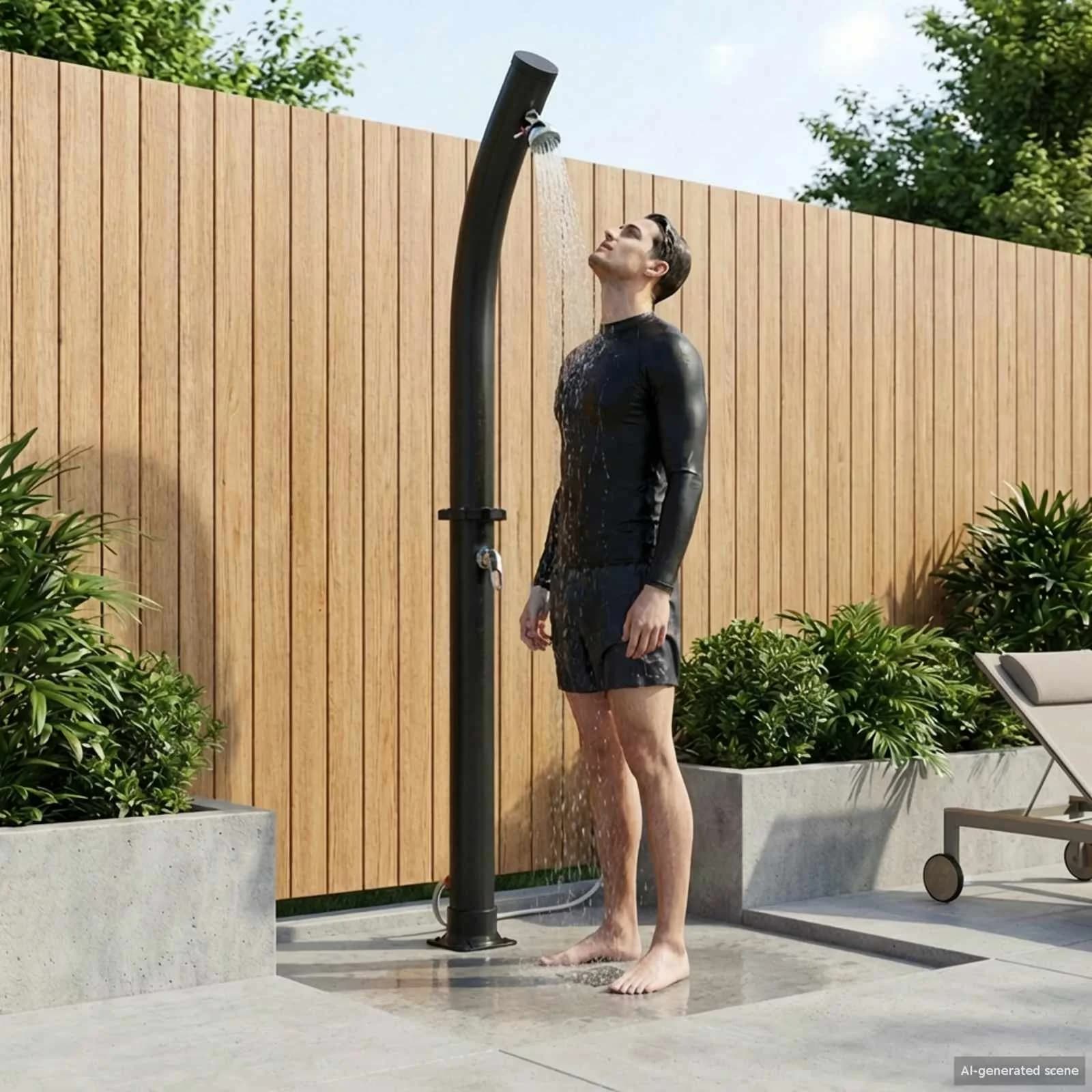 Solarna prha s pršno glavo 20 l PVC, ABS, Cinkova zlitina Črna - slika 1