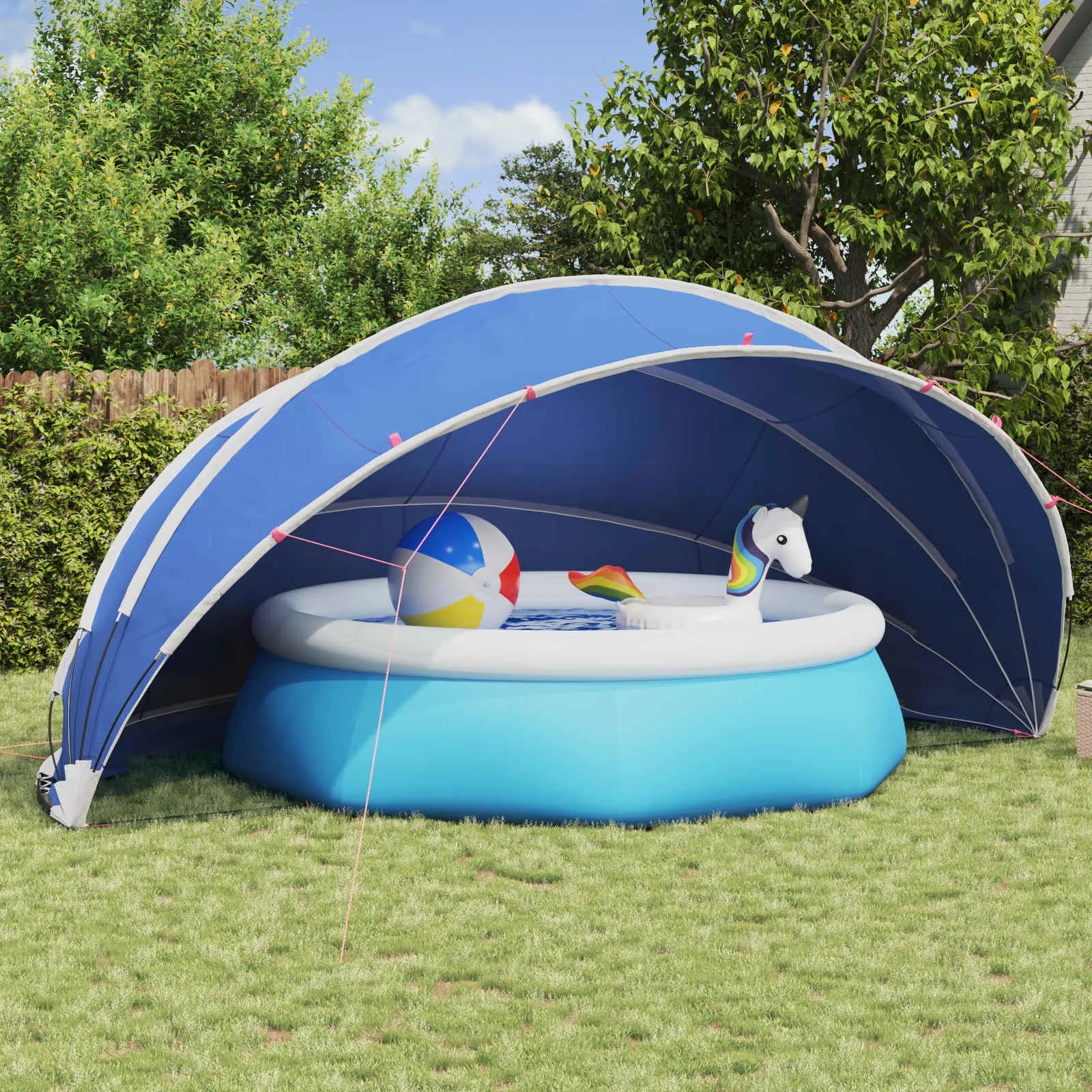 Paviljon za bazen 546 x 516 x 250 cm Azurna modra - slika 1