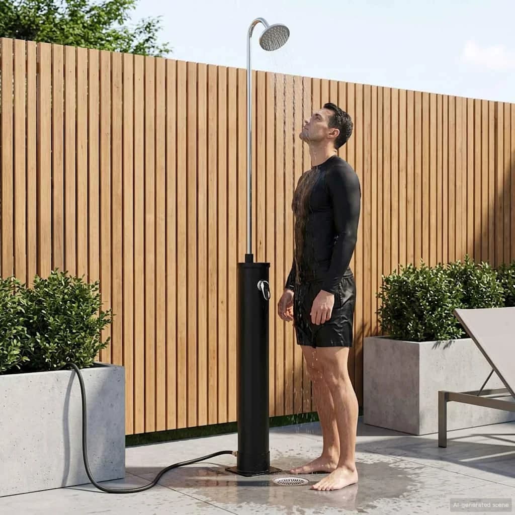 Solarni Tuš z Tuš Glavo 20 l PVC, ABS, Cinkova zlitina Črna - slika 1