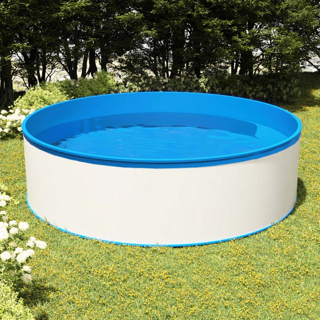 Bazen z visečim lovilcem umazanije s črpalko 350x90 cm bel - slika 1