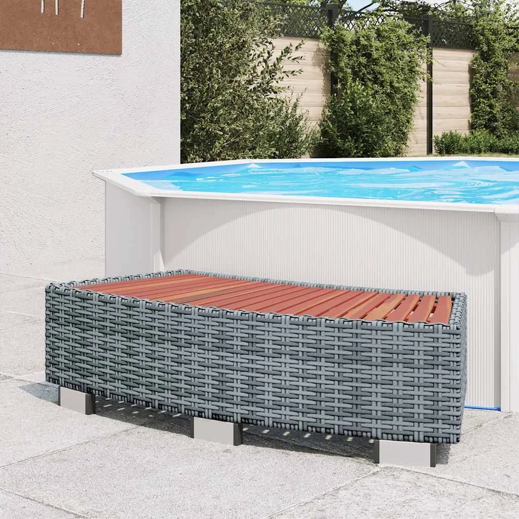 Stopnica za masažni bazen siv poli ratan 92x45x25 cm - slika 1