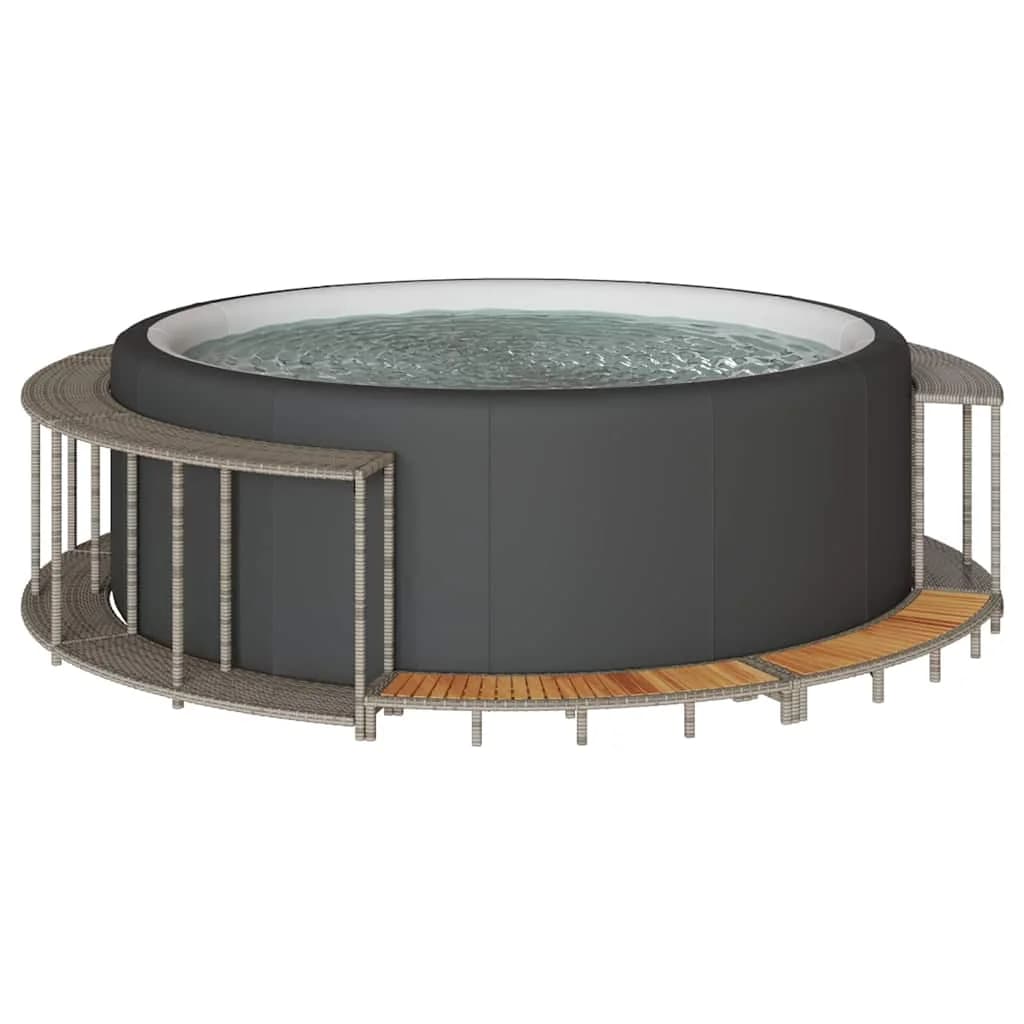 Hot Tub Surround s shranjevanjem in leseno stopnico Grey - slika 1