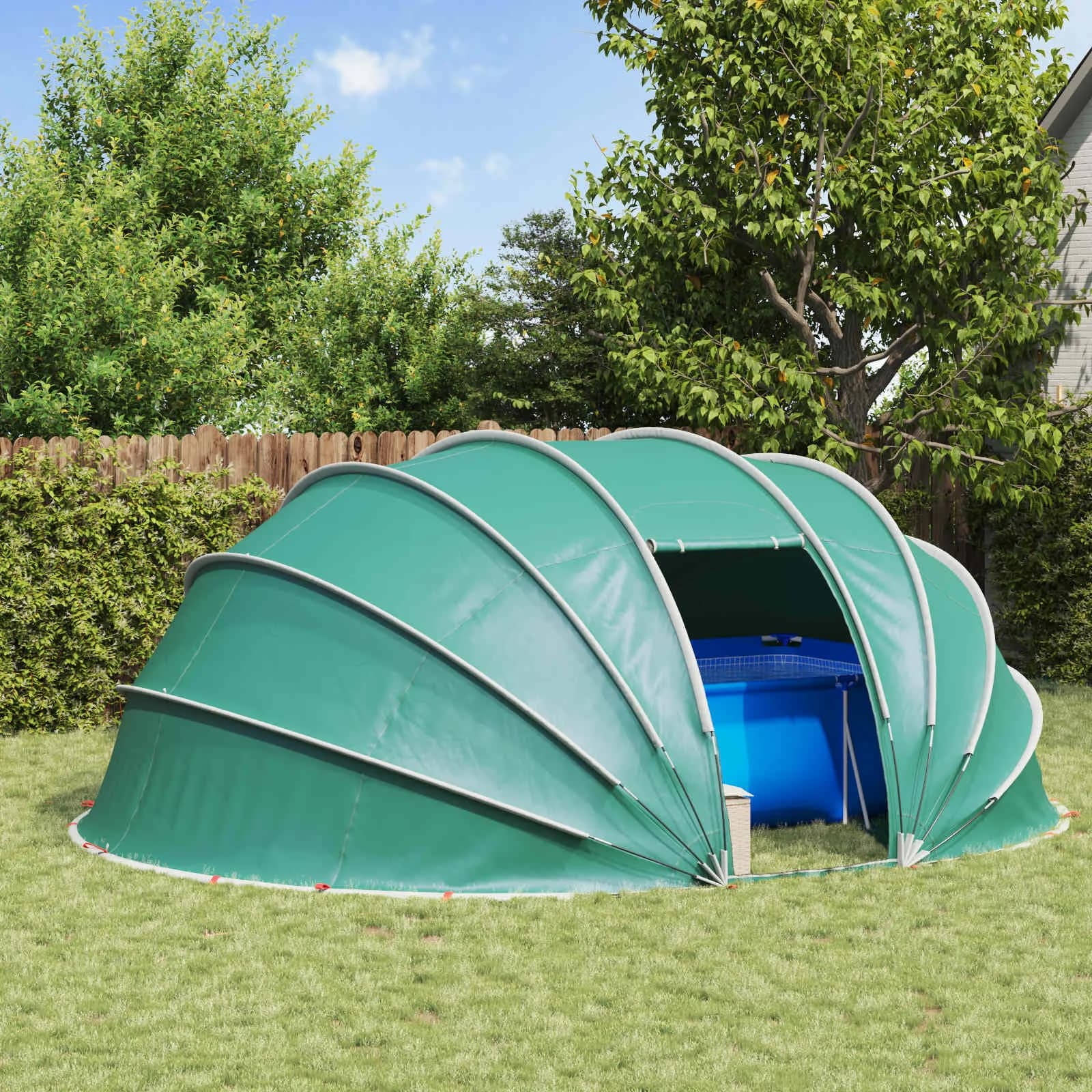 Bazenski šotor dome 538 x 440 x 204 cm Morsko zelena - slika 1