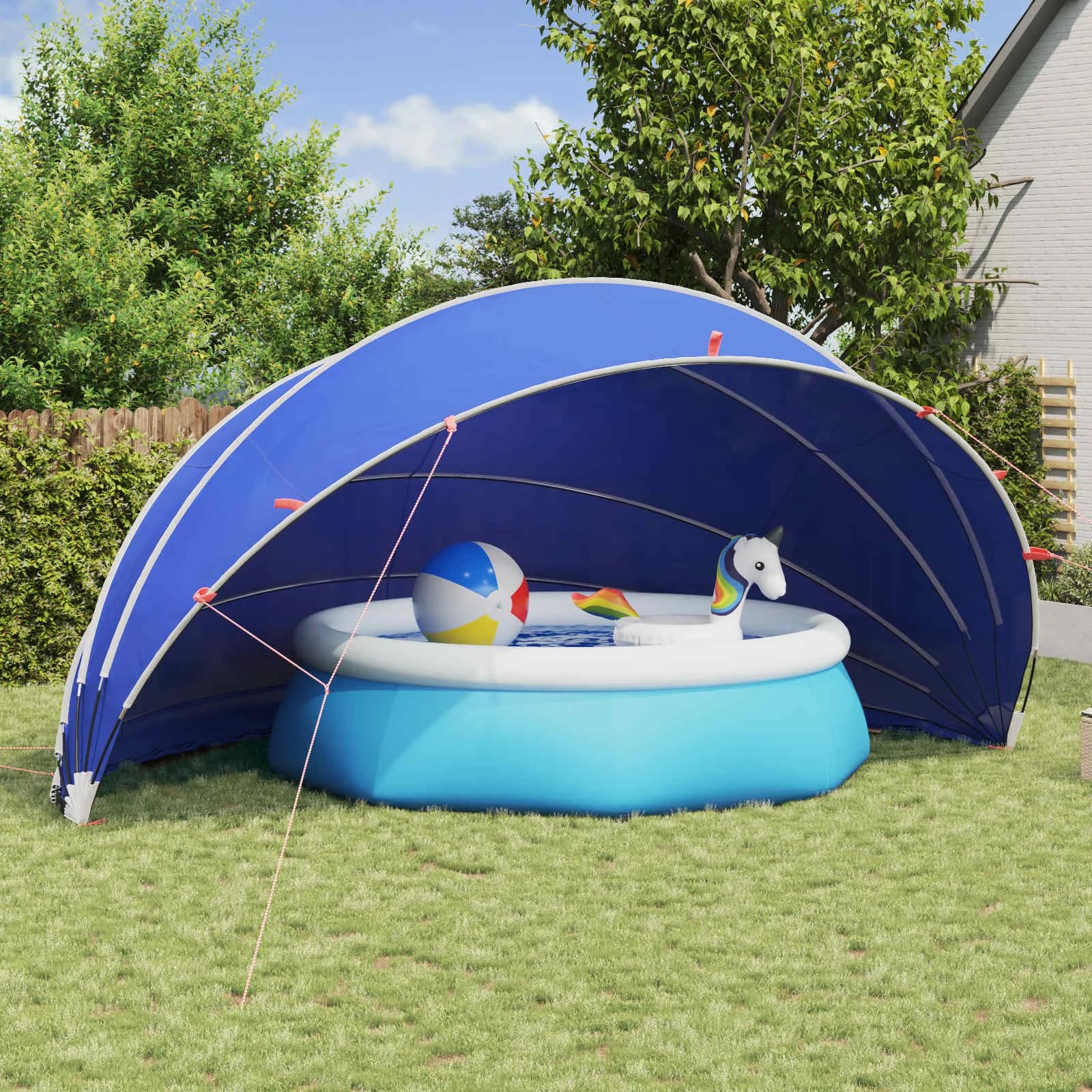 Paviljon za bazen 592 x 590 x 275 cm Azurna modra - slika 1